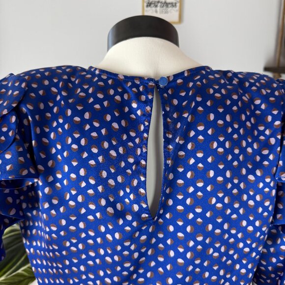 Kate Spade Geo Dot Crew Neck Ruffle Sleeve Shirt - Picture 8 of 8